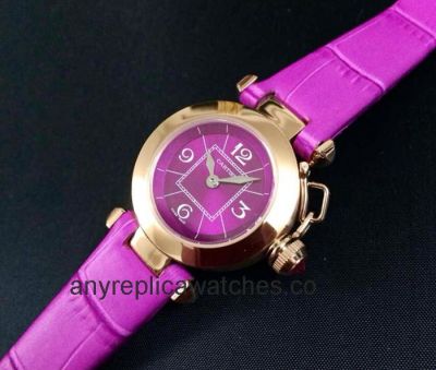 Replica Cartier Pasha Ladies Purple Dial / Purple Leather  Watch